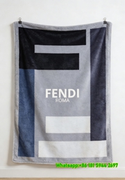 Fendi Roma Minimalist Geometric FF Logo Flannel Sofa Throw Blanket IMG_9427